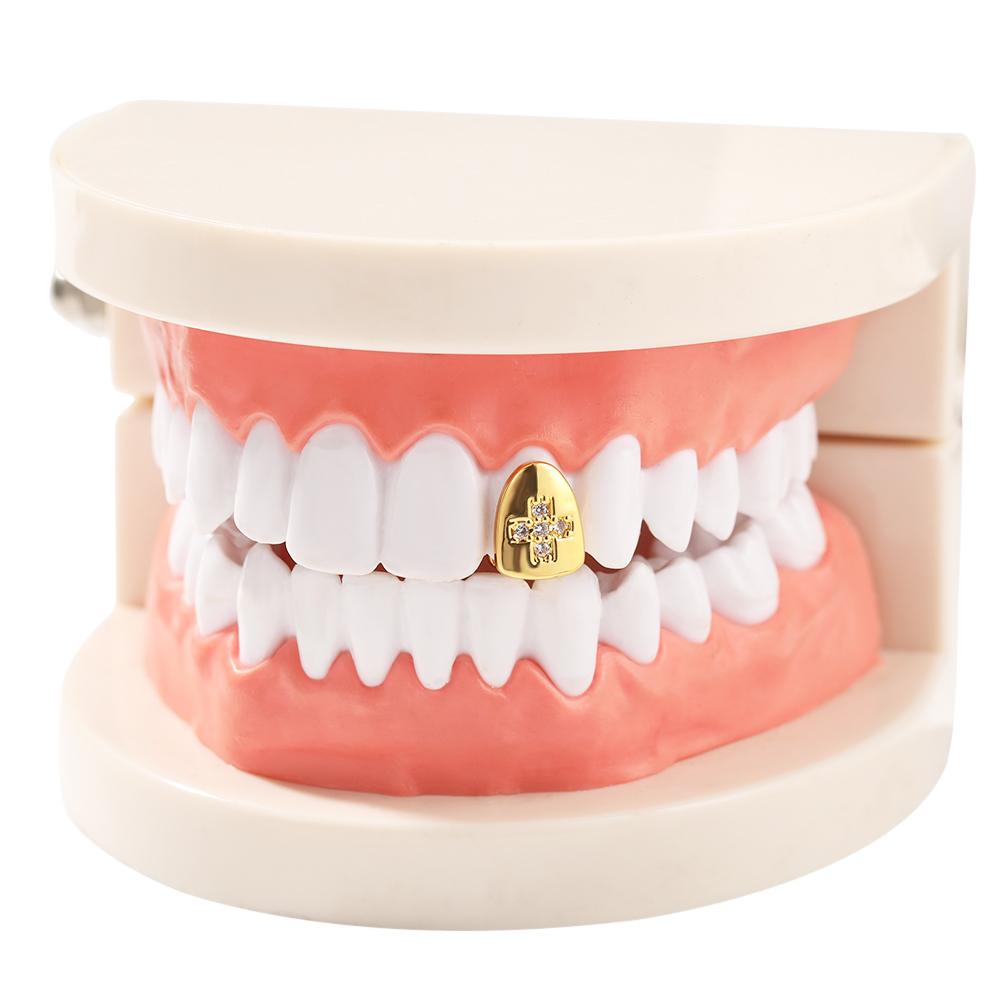 Hip Hop Denti Incrociati Diamante Grillz Grillz per Dente Singolo Gioielli per il Corpo