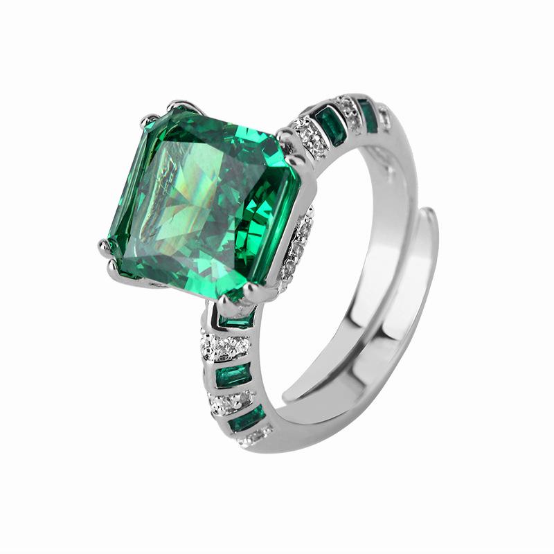 Autumn And Winter Jewelry Copper Bottom Gold-Plated Ice Flower Cut High Carbon Diamond Copper Inlaid Color Ring Female 10 * 10