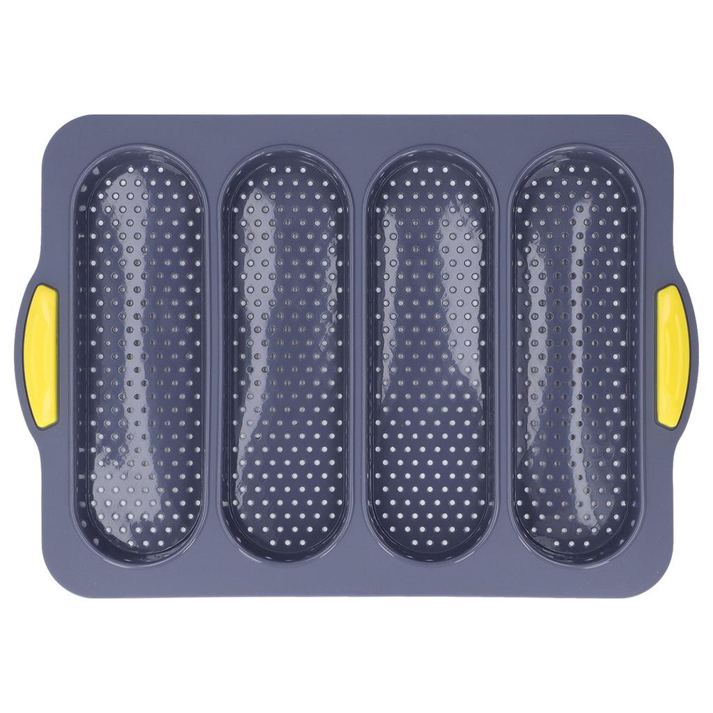 Baguette Mold 4 Grooves Silicone Soft Smooth Surface Bread Mould Baking Pan Kitchen ToolLight Gray