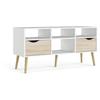 TV Stand - 4 Niches 2 Drawers - White / Oak - 117.2 X 39.1 X 57.4 Cm ARO