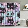 Modern Cat Print Shower Curtain Set: Cute Cartoon Pet Pattern Bath Decoration Black Pink Blue Green Home Decor Waterproof Shower