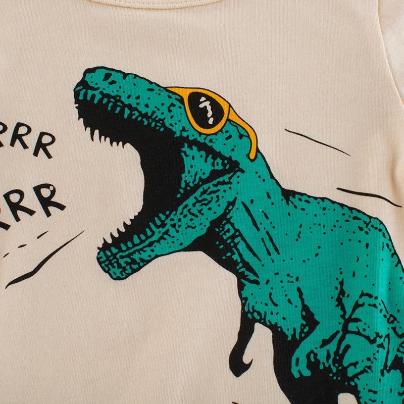 Boys Summer Short Sleeve T Shirt with Dinosaur Print for Toddlers and Kids