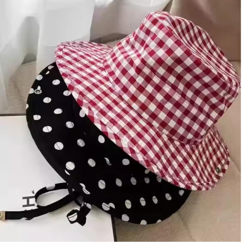 French Sweet Polka Dot Print Fisherman Hat Women's Summer Large Brim Sun Hat UV Protection for Outdoor Travel Sun Hats