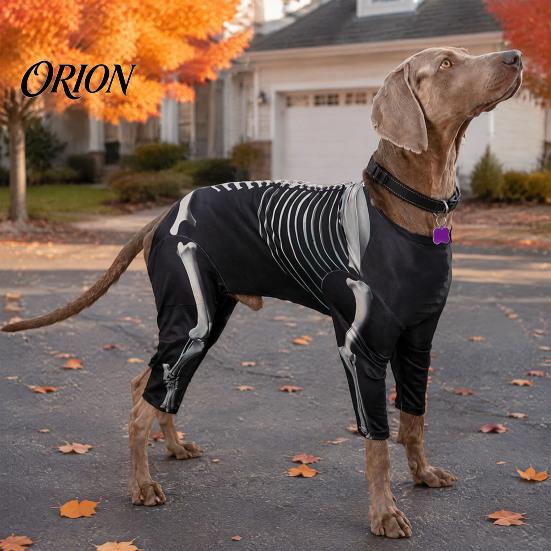 Comfortable Dog Outfit for Party Skeleton Costume, Print Four-legged Outfit, Spooky Funny Suit Cool Pullover Shirt Halloween Cosplay Costume