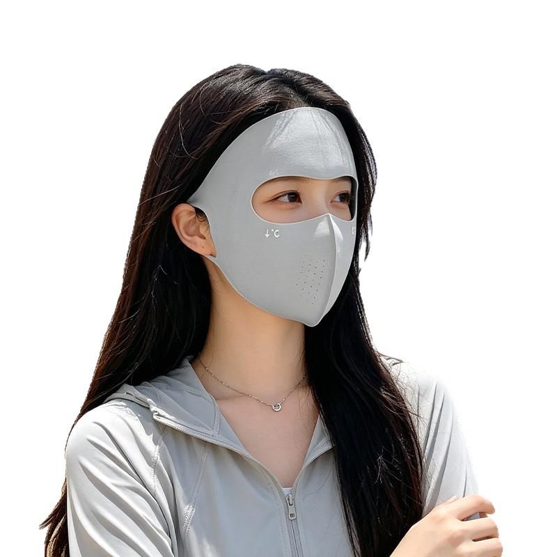 Summer Invisible Ice-Silk Sun Protection Face Mask for Women UV Protection Full-Face Cover Breathable Face Cover for Outdoor Cycling