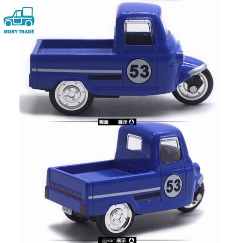 MORYTRADE Nostalgic Toy Retro Classic Pull-Back Car Diecast Miniature Car, Ages 6+, Set of 2 Three-Wheeled Trucks, Blue and Green