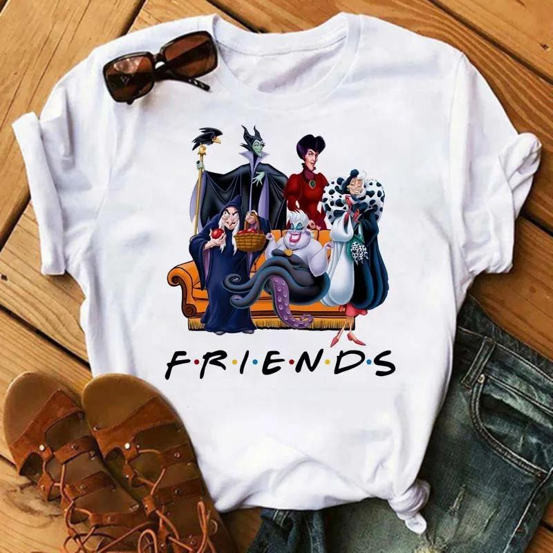 Disney Men Tshirts Fashion Villain Queen Collection Tshirt 90s Ladies Friends Tshirt Kawaii Summer Short Sleeves T Shirt Women