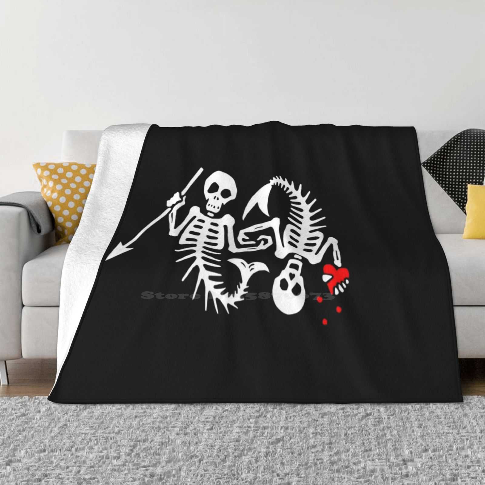 Our Flag Means Death [ Ofmd ] S2 Skeleton Mermaids Logo For Home Sofa Bed Camping Car Plane Travel Portable Blanket Ofmd S2 Our 30x40in