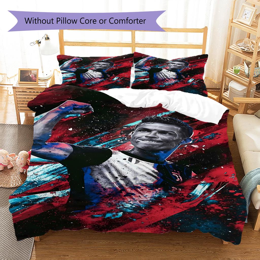 CR7 Pattern Bedding,Quilt Set Quilt Cover Pillowcase Home Birthday Gift (1 * duvet cover + 2 * pillowcase, without core)