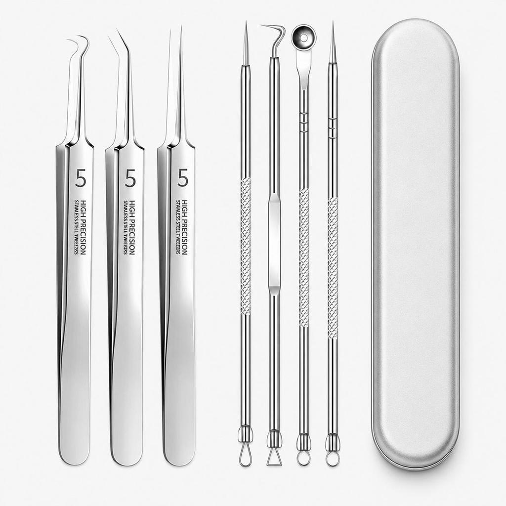 Ultra-Fine Tweezers Blackhead & Pimple Extraction Needle Set – Pointed Tip Beauty Tool for Acne Treatment