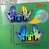 2PC 2025 New Funny JUL Finger Motorcycle Stickers Waterproof for Motorbike Bike Helmet DIY Scooter Fuel Tank Fairing Vinyl Decal