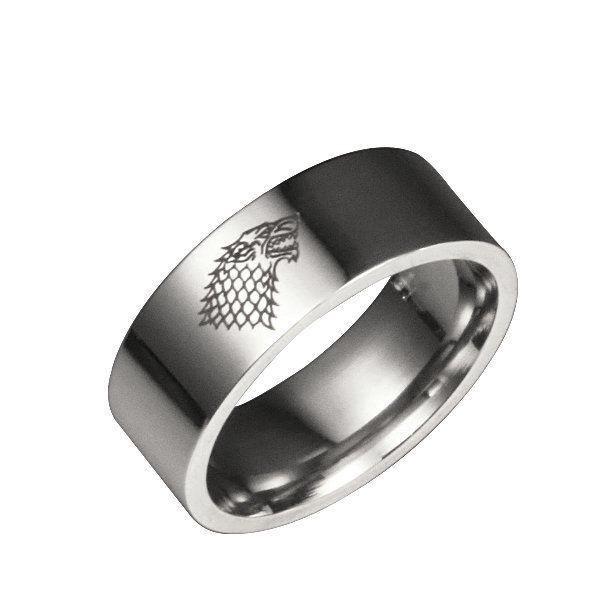 Exquisite Stainless Steel Ring Featuring The Iconic House Stark Ice Wolf Design