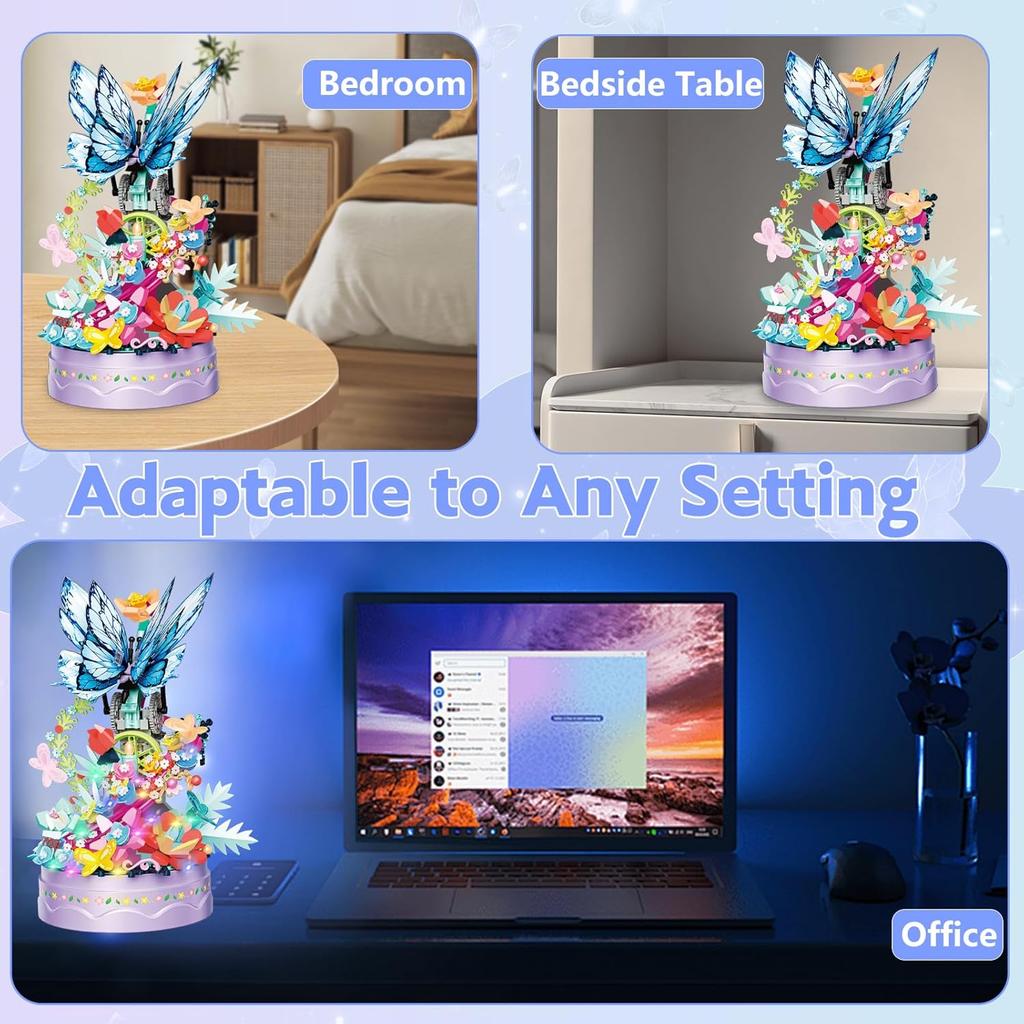 Flower Bouquet Building Kit for Adults, 630 PCS Butterfly Flowers Mini Bricks Building Blocks Bonsai Sets Botanical Collection Home Decor Birthday