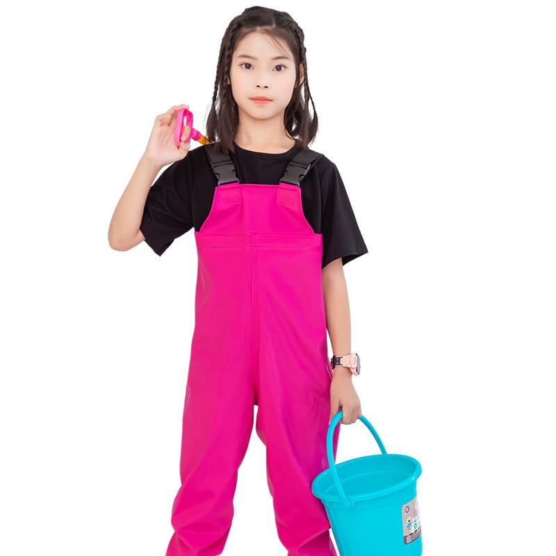 Kids' Waterproof One-Piece Rain Pants for Beachcombing, Fishing, and Playground Fun with Matching Rain Boots