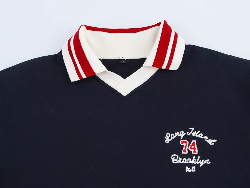 European and American style, new women's clothing, classic, versatile embroidered POLO shirt sweater 1131338