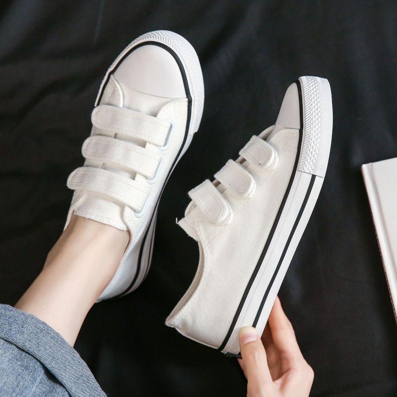 

Холщовая обувь на липучке, парусиновая обувь унисекс, модная обувь для доски, тканевая обувь для мальчиков и девочек 40 белый