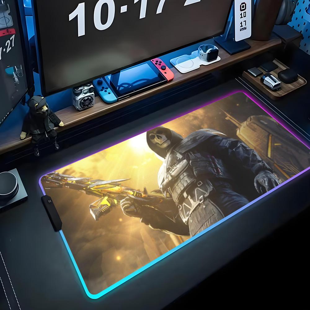 Geist Sensemann Mauspade RGB Gaming-Mauspad Großes LED-Pad PC-Schreibtischmatte Leuchtendes Mauspade Große Tastaturmatten Tischteppich Mit