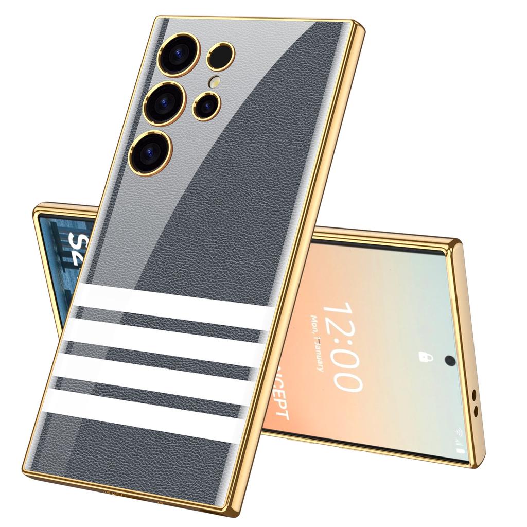 For Samsung Galaxy S24 S23 Ultra Plus Case Luxury Electroplated Painted Pattern Glossy Glass Shockproof Hard Cover Accessories