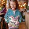 Sudadera con Capucha y Abrigo 3D de Unicornio para Niñas Ropa de Abrigo Manga Larga Estampado 3D Otoño Invierno Moda Activa Linda Niños 3-12 Años
