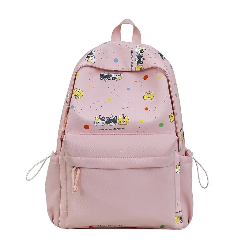 Schoolbag middle school student schoolbag new cartoon cute kitten print backpack casual junior high school backpack female wholesale