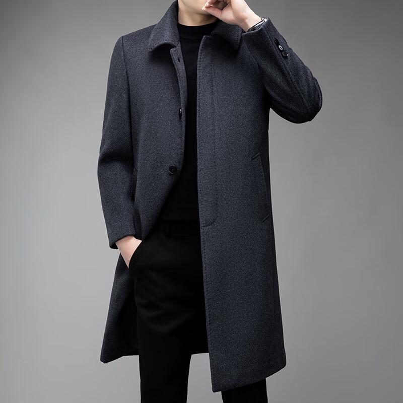 Firstview Men's Warm Wool Blend Long Overcoat