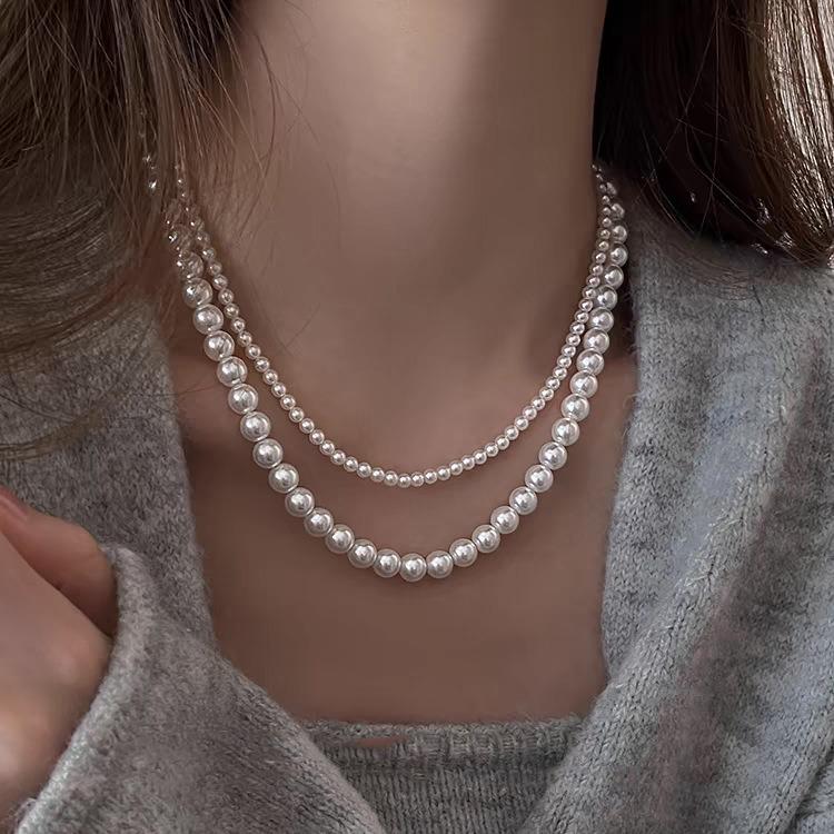 Vintage Style Simple Imitation Pearl Necklace for Man Chain Choker Neck Temperament Handmade Strand Beads Jewelry Wholesale