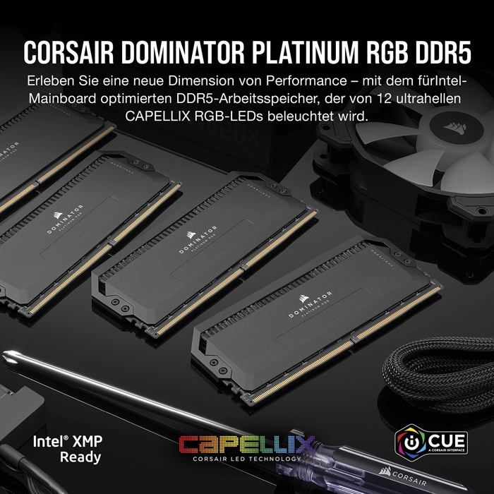 Mémoire Vive Corsair Dominator Platinum DDR5 2x16Go 7200C34 - Noir