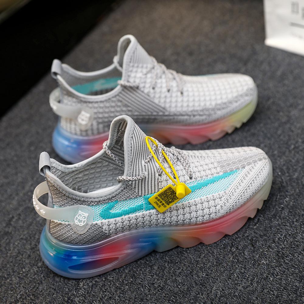 2025 new casual women's shoes fly-woven color sports shoes student breathable running shoes women's soft sole wear-resistant