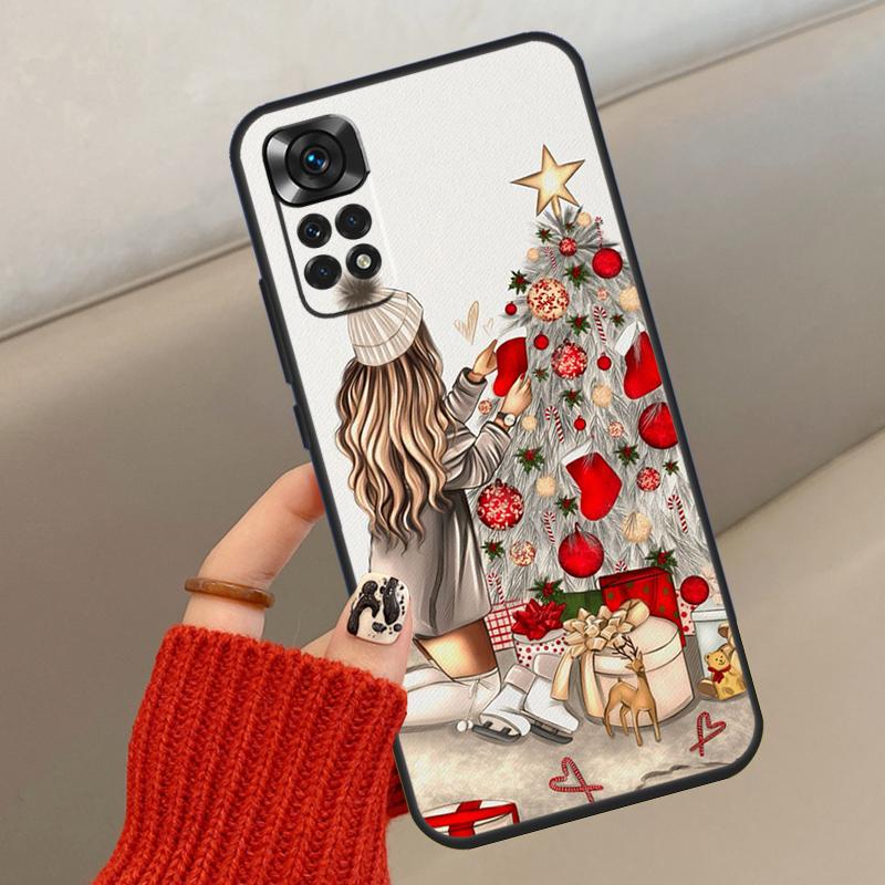 Fashion Girl Merry Christmas Case For Xiaomi Redmi Note 13 12 11 10 14 15 Pro Plus Cover For Redmi 15C 14C 10C 12C 13C 15