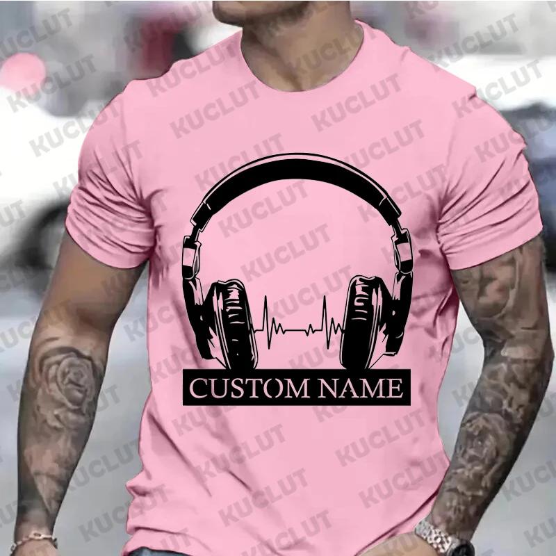 Custom T-shirts for Men Women Clothing Personalized Headphones Print Men T Shirts Music Lovers Clothes DJ Club Name DIY Shirts