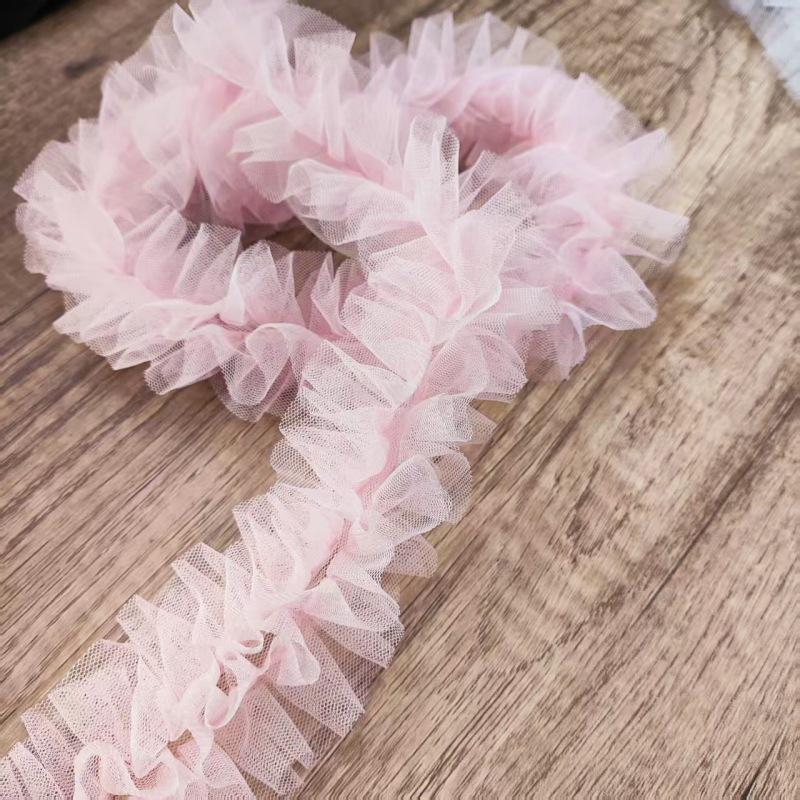 3D Pleated Mesh Lace for DIY Women's Clothing: Doll Dress, Scarf, Hat, Umbrella Decoration – Multiple Colors Available.