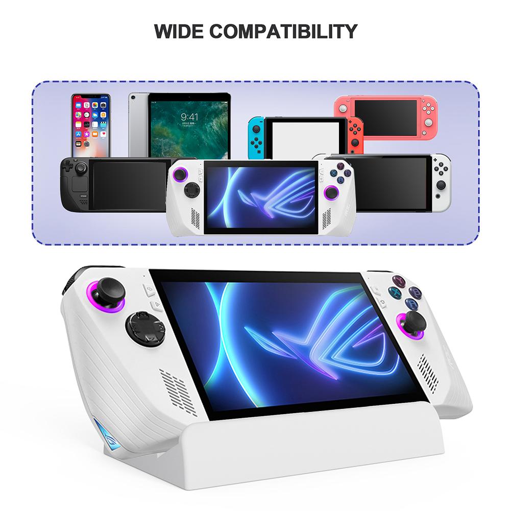 Handheld Game Console Stand Dock Aluminum Alloy Stand Base Anti-Slip Portable 5 Card Slots for ROG Ally/Steam Deck/Mobile