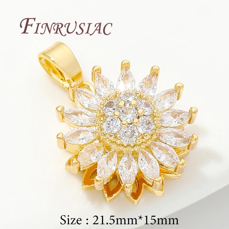 Fashion Crystal Zircon Charms For Necklace 18K Gold Plated Star/Flowers Pendants Accessories DIY Jewelry Making Supplies