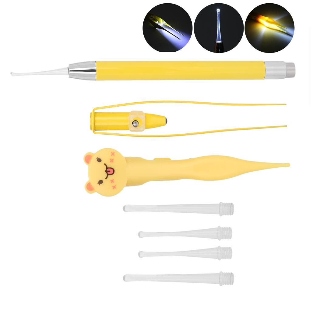 Luminous Ear Wax Removal Cleaning Kit Stainless Steel Nostril Ear Wax Tweezers Earwax Removal Set
