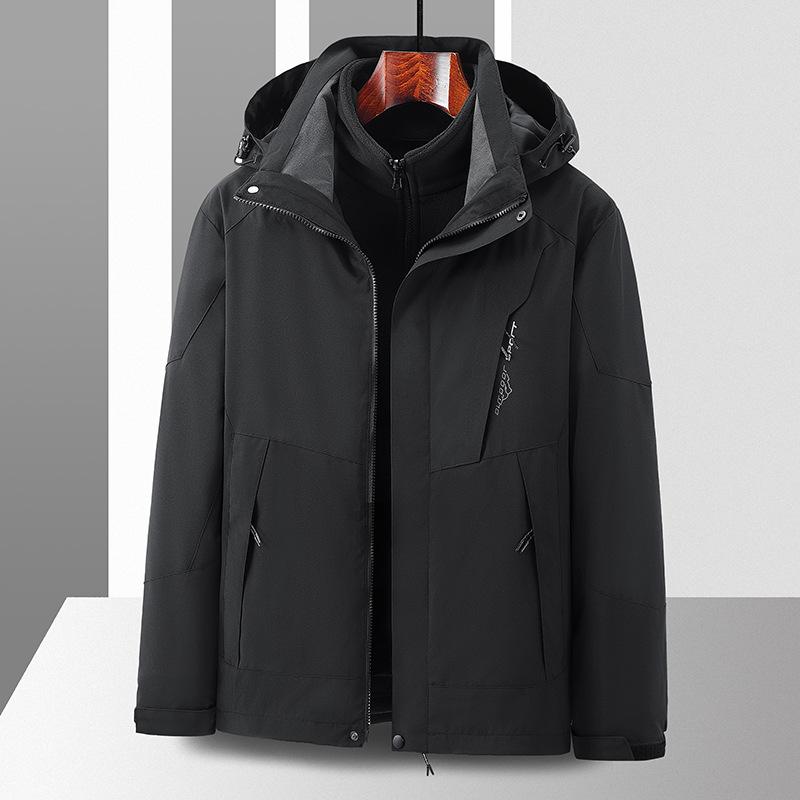 3-in-1 Jacket Color Matching Removable Outdoor Windproof and Waterproof Mountaineering Suit Couple Warm Jacket