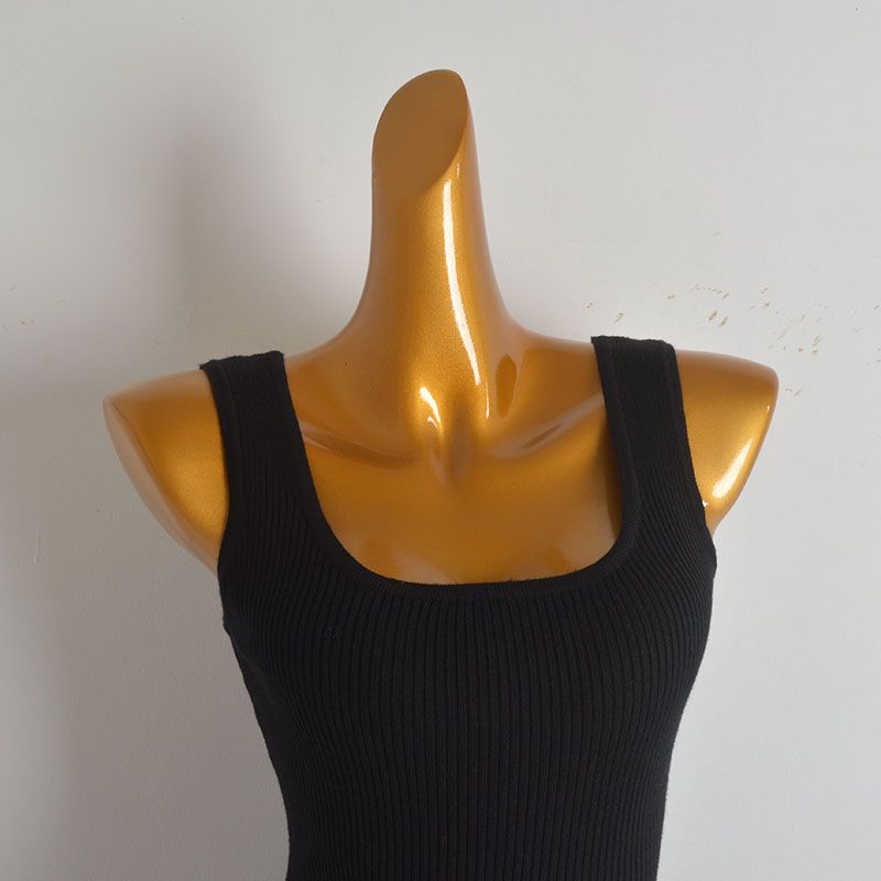 Pure Desire Style Gyaru Square Collar Knit vest Dress Women Spring and Summer Solid Sleeveless Split Slim fit Sheath Long Skirt