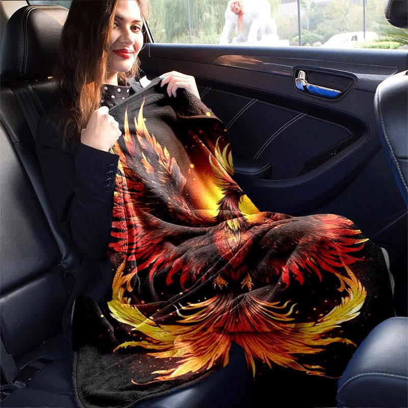 1pc Phoenix Printing Lightweight Flannel Blanket, Comfortable and Warm Blanket, for Camping Sofa Bed and Couch Office, Suitable for Gift Blan