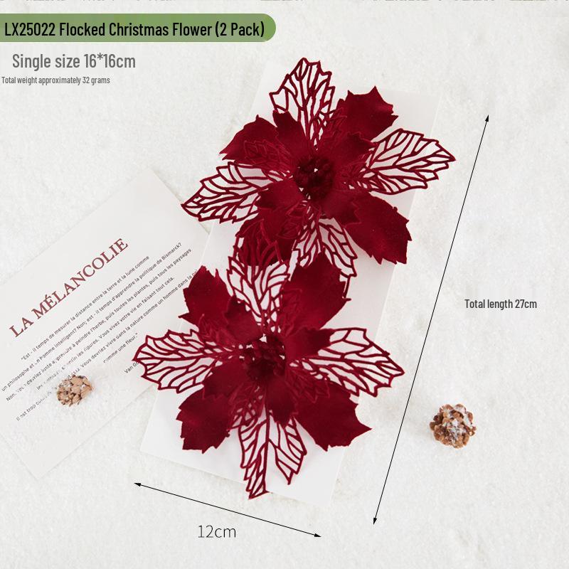 Cross-border Christmas Eve Tree Decorations: Flocking Bow & Flower Scene Pendant.