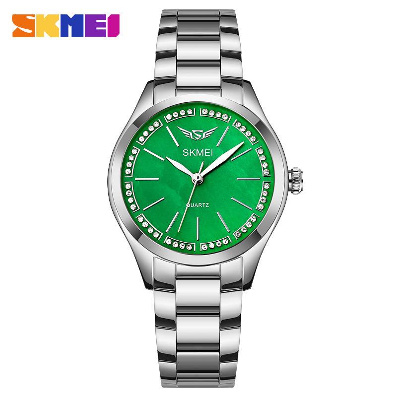 

Модные часы женские с элегантным циферблатом с бриллиантами, ремешком из нержавеющей стали, простые кварцевые часы для женщин