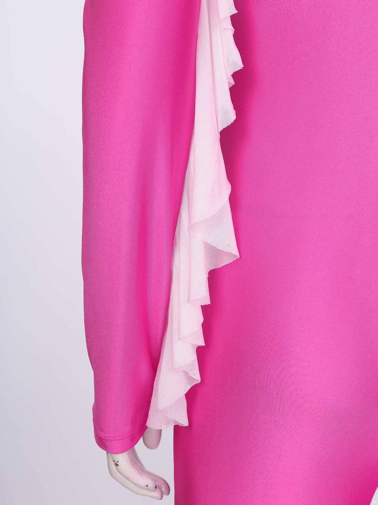 Dámská metalická barevně blokovaná kombinéza s falešným rolákem, lesklými kamínky, celotělové body, výkonné taneční oblečení