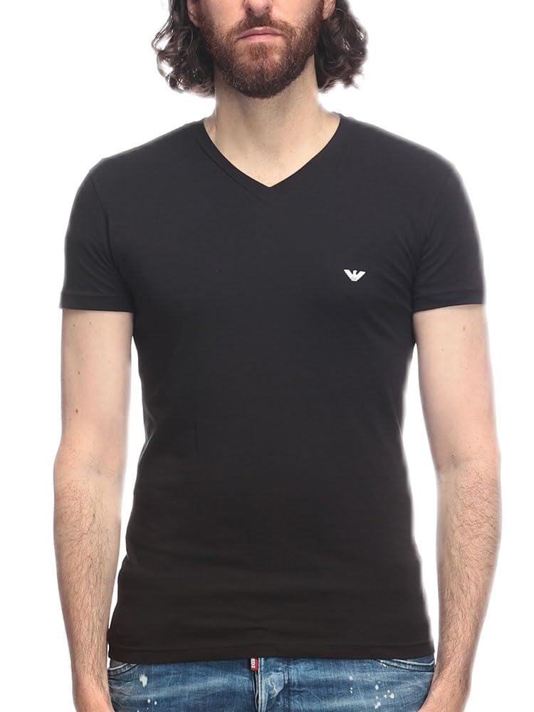 

Emporio Armani One-Point V-Neck Short Sleeve Undershirt [EAU110810CC729] Black/M [Parallel Import]