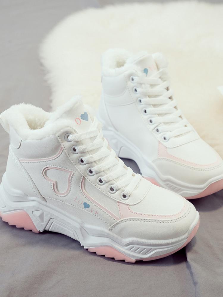 

Модные бархатные кроссовки женские 2025 зима дикие высокие женские теплые хлопковые туфли для бега толстые женские туфли Zapatos De Mujer 35 розовый