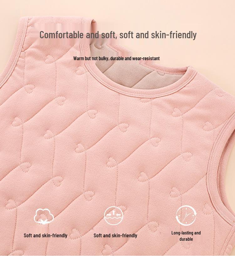 Women's Plus Size Velvet Fleece-lined Vest: Warm Sleeveless Jacket for Autumn/Winter School Uniform