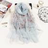 Fashion Women Flower Print Long Soft Wrap Scarf Simulation Silk Shawl Scarves
