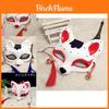 Maschera Volpe Mezzo Viso Anime Giapponese Kit Dipinto a Mano Kitsune Cosplay Accessorio Costume di Halloween