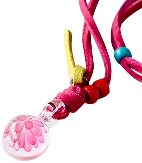 [Nomad] Dragon Pipe FLOWER [Flower] Pendant Glass Necklace Pink
