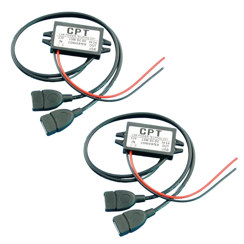 

Renjzle USB Power Adapter, Dual Double 2 USB DC-DC Car Converter, Module Car Power Converter, Power Converter (Black*2) чёрный