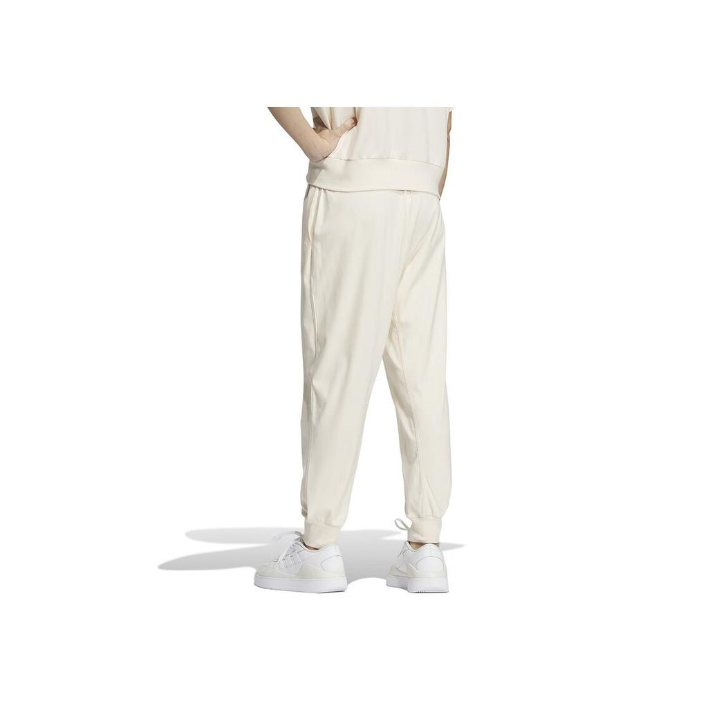 Adidas Ss24 Solid Color Elastic Casual Tapered Knit Sports Pants Women Bottoms Cream IM8864