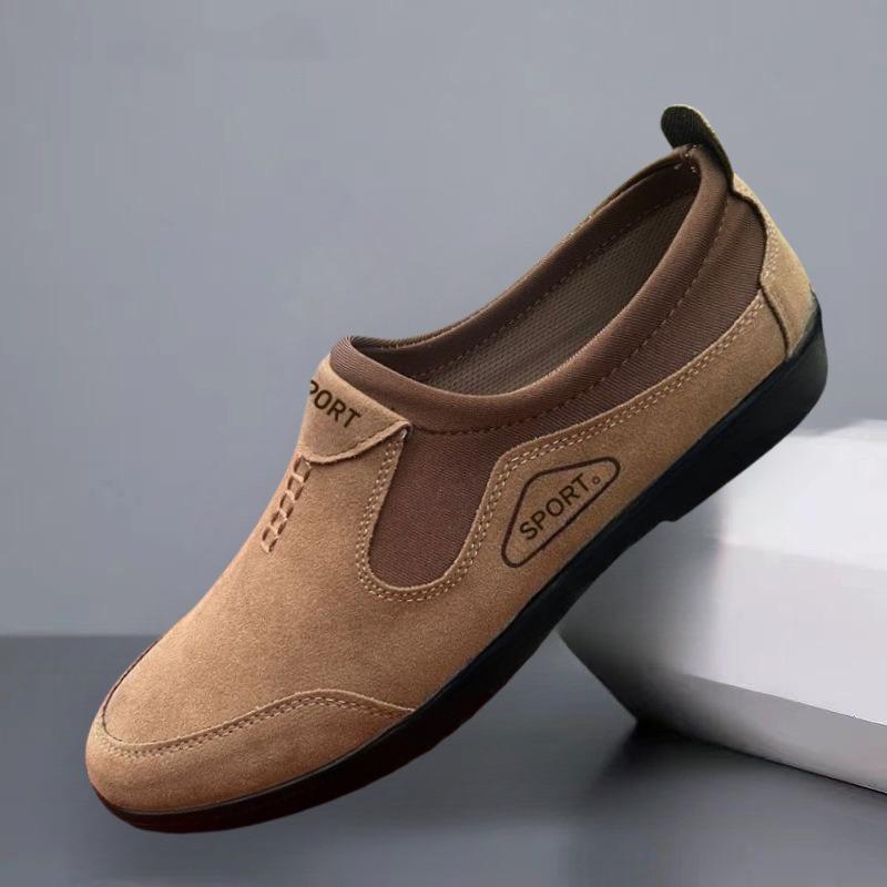 

Soft-soled men s shoes men s one-pedal casual shoes dad shoes non-slip Beijing lazy Doudou shoes 45 темно-коричневого