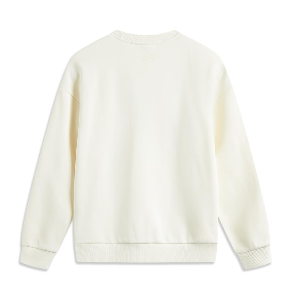 Li Ning X Disney Bambi Collaboration Sports Lifestyle Series Pullover Fleece Warm Long Sleeve Sweatshirt Women Sweatshirt Off-White AWDUC52-2